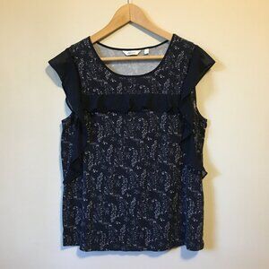 Itty Bitty Floral Cluster Chiffon Ruffled Sleeveless Blouse